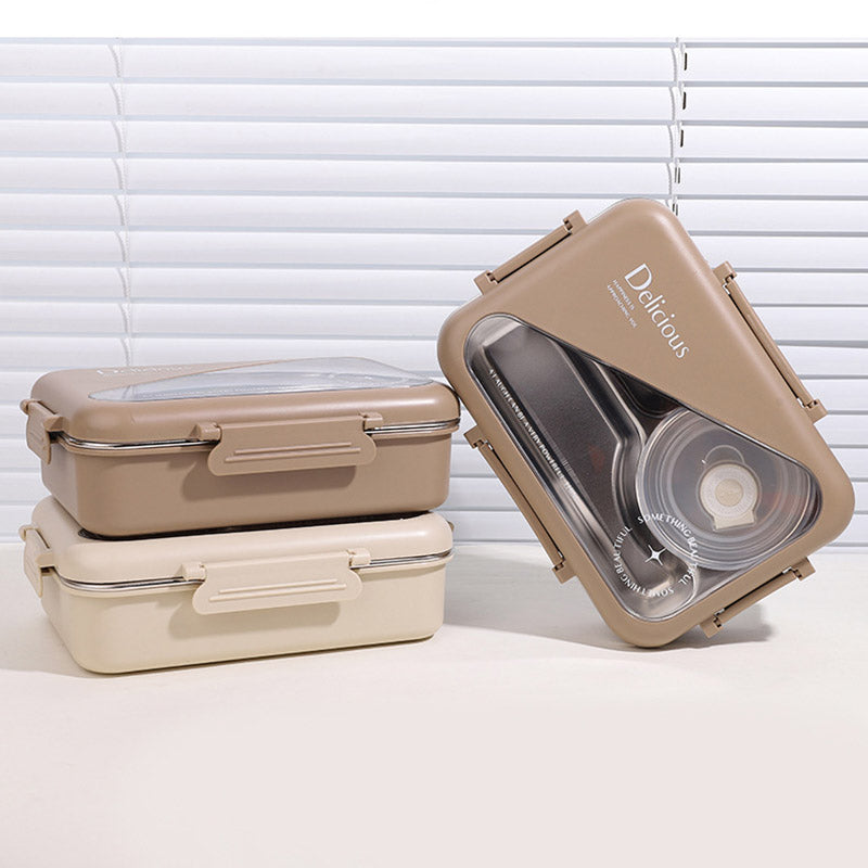 LONCHERA DE ACERO INOXIDABLE CON 3 COMPARTIMIENTOS - RECTANGULAR