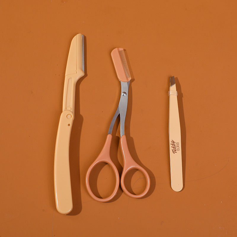 KIT DE CEJAS - TIJERAS , RECORTADOR & PINZAS - TEDDY ISLAND