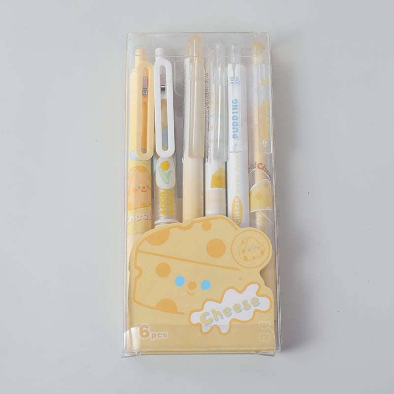 SET DE BOLIGRAFOS QUESO - 6 UND - TINTA NEGRA