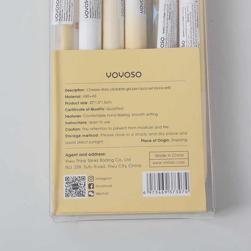 SET DE BOLIGRAFOS QUESO - 6 UND - TINTA NEGRA