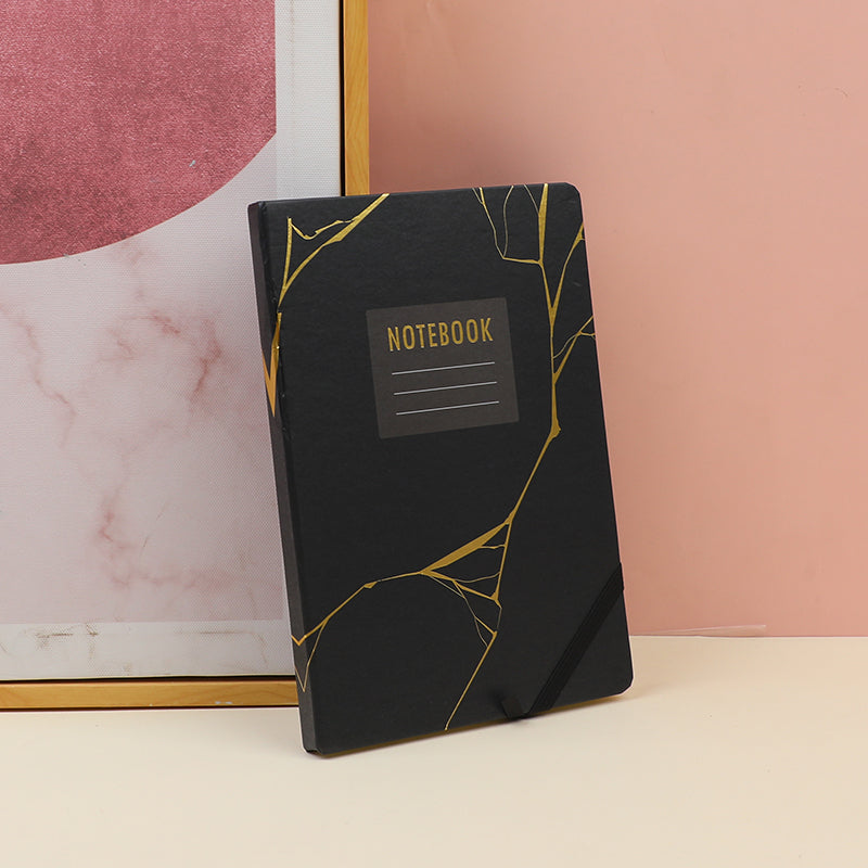 CUADERNO TAPA DURA A5 - NEGRO & DORADO