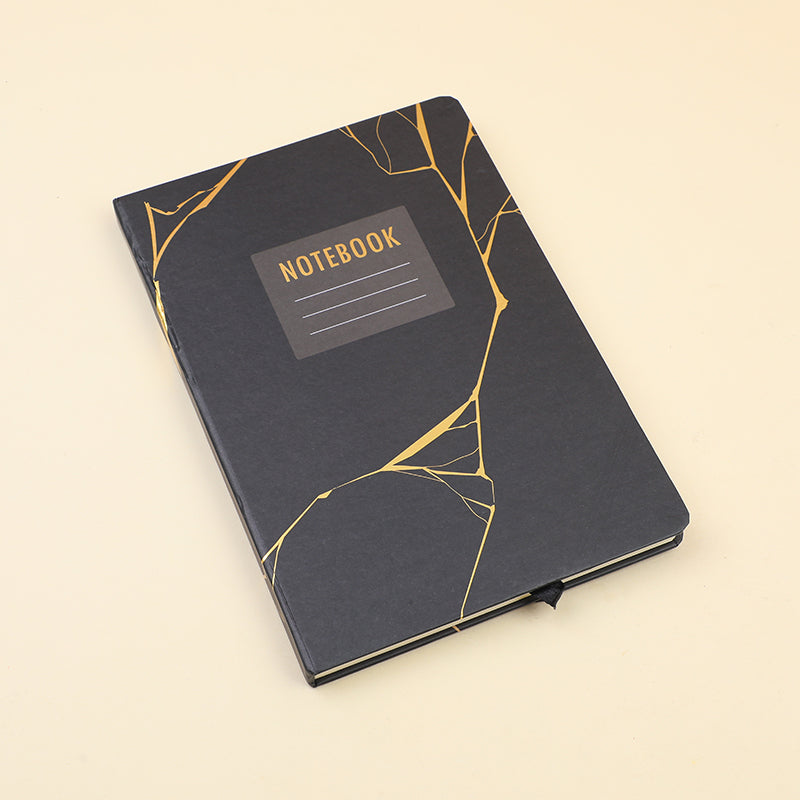 CUADERNO TAPA DURA A5 - NEGRO & DORADO