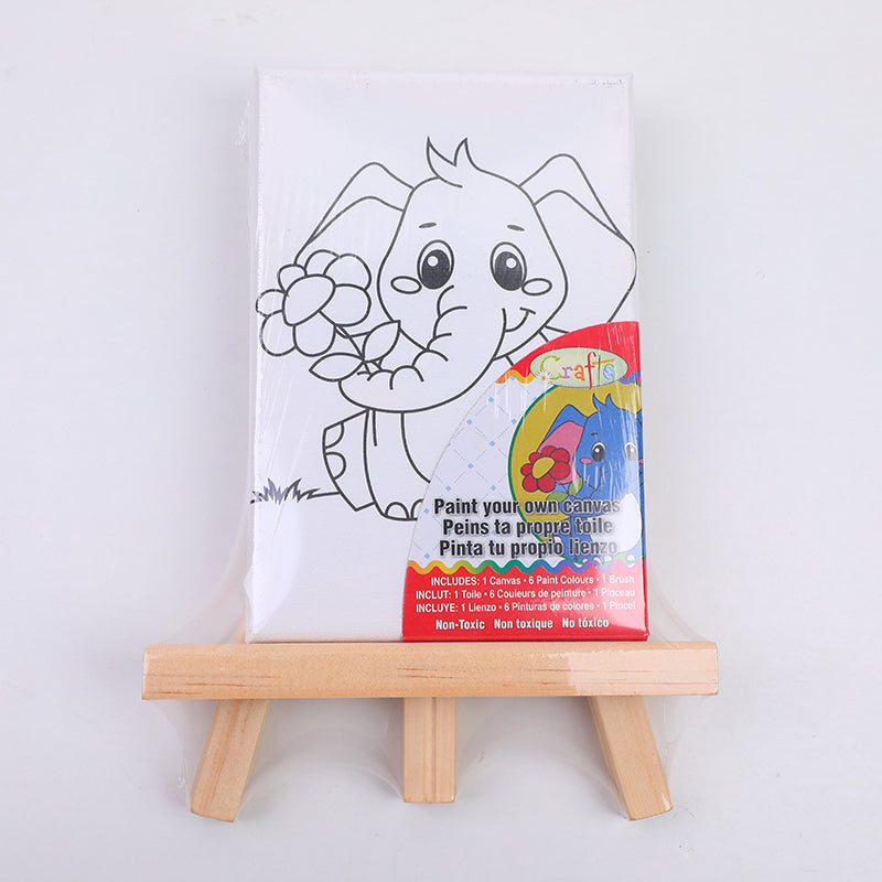 SET DE LIENZO Y PINTURAS 10*15 -ELEFANTE