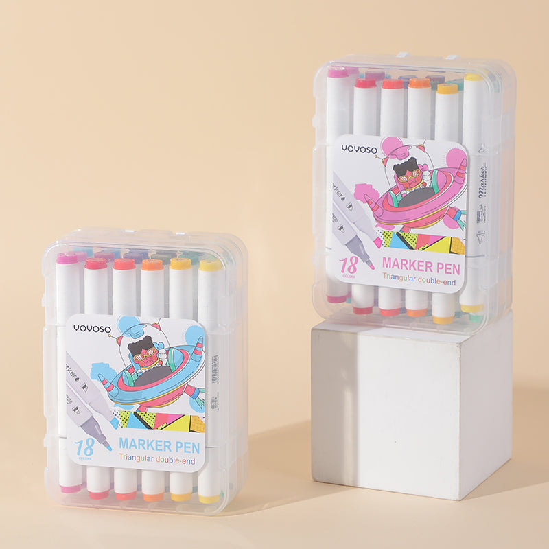 MARCADORES DOBLE PUNTA - 18 COLORES