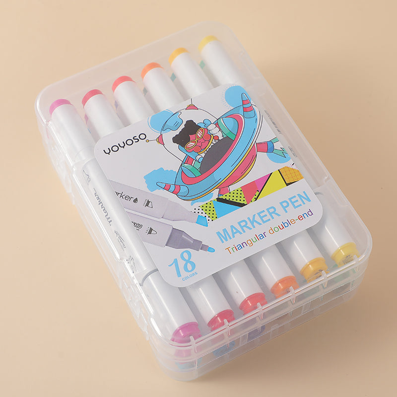 MARCADORES DOBLE PUNTA - 18 COLORES