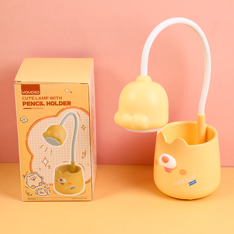 LAMPARA CON PORTALAPIZ - AMARILLA