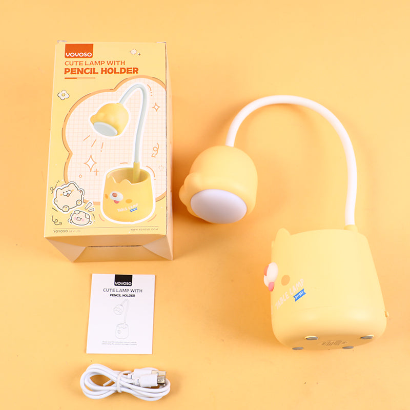 LAMPARA CON PORTALAPIZ - AMARILLA