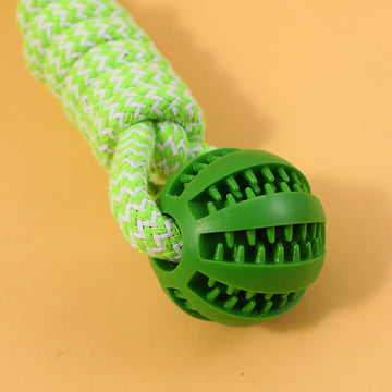 JUGUETE PARA MASCOTA - PELOTA PARA LIMPIAR LOS DIENTES CON CUERDA - VERDE