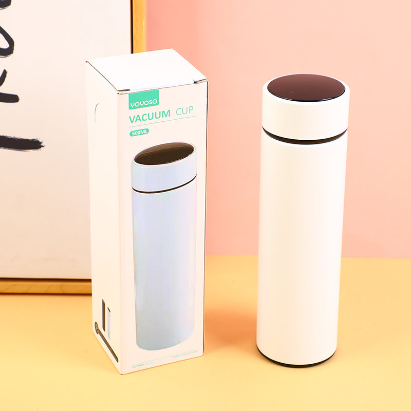 TERMO INSULADO CON LECTOR DE TEMPERATURA 500ML - BLANCO