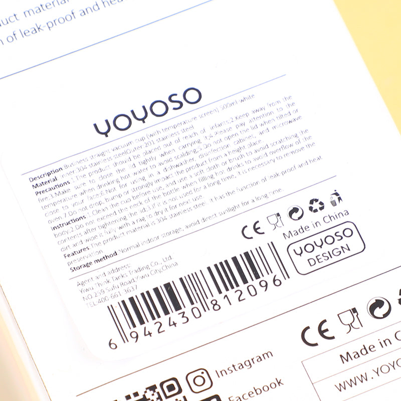 TERMO INSULADO CON LECTOR DE TEMPERATURA 500ML - BLANCO