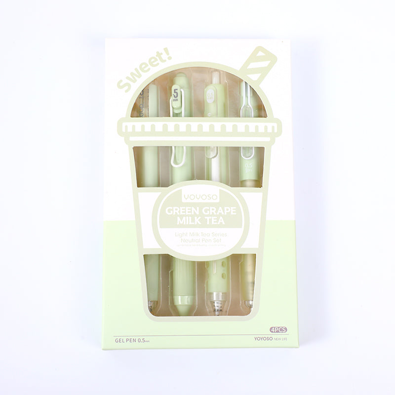 SET DE 4 BOLIGRAFOS TINTA NEGRA - UVA VERDE