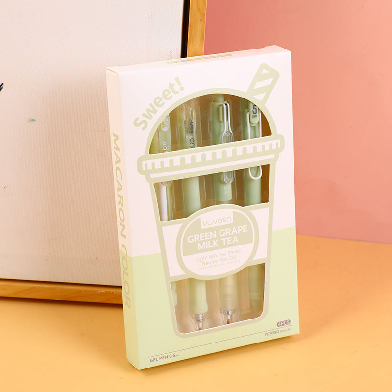 SET DE 4 BOLIGRAFOS TINTA NEGRA - UVA VERDE