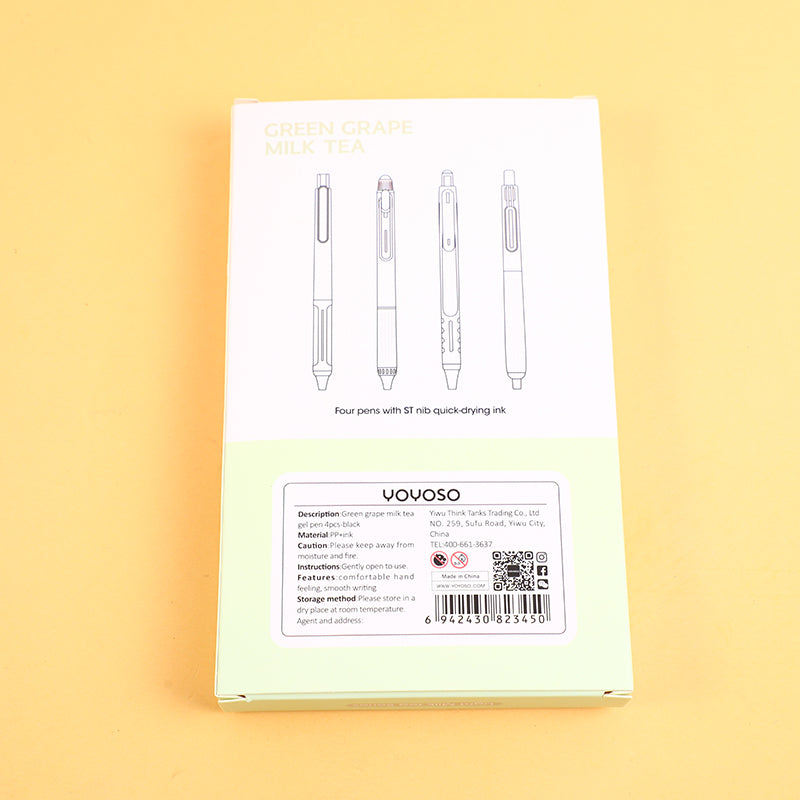 SET DE 4 BOLIGRAFOS TINTA NEGRA - UVA VERDE