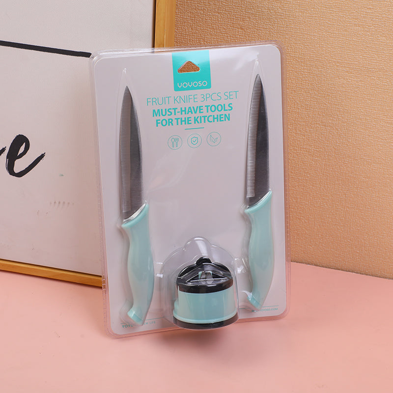 Set De Cuchillo Con Afilador (3 Pcs)