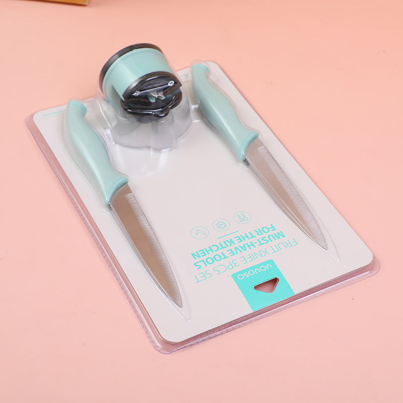 Set De Cuchillo Con Afilador (3 Pcs)