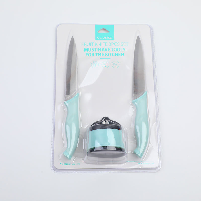 Set De Cuchillo Con Afilador (3 Pcs)