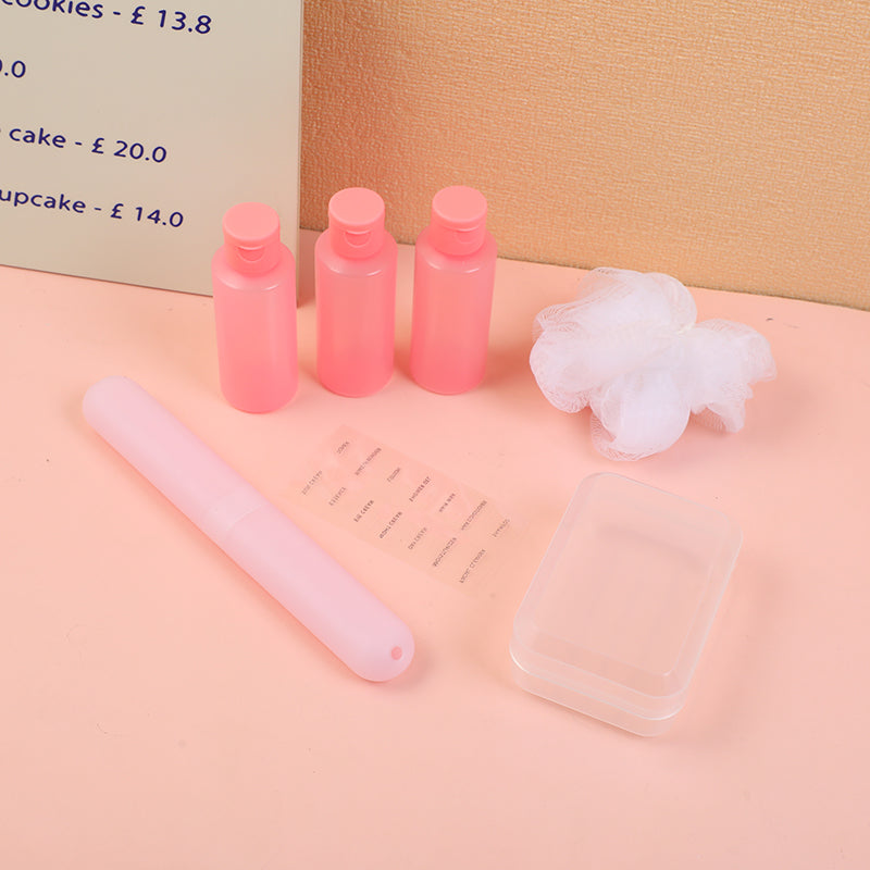 SET DE FRASCOS PARA VIAJES- ROSADO - 6 UND