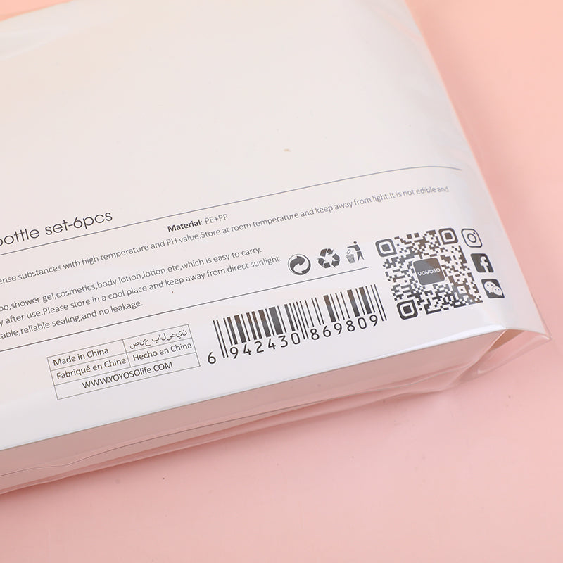 SET DE FRASCOS PARA VIAJES- ROSADO - 6 UND