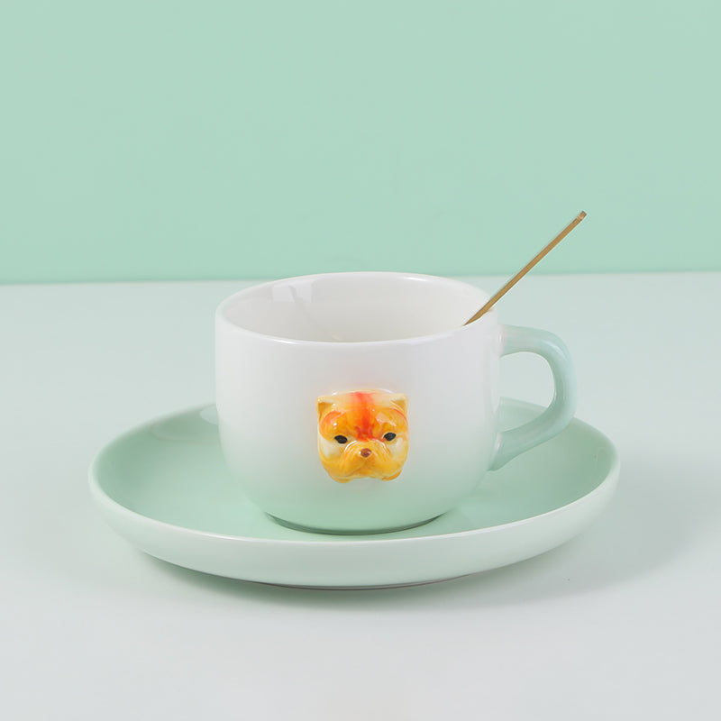 ADORNO SET DE TAZA Y PLATICO DE CARICATURAS