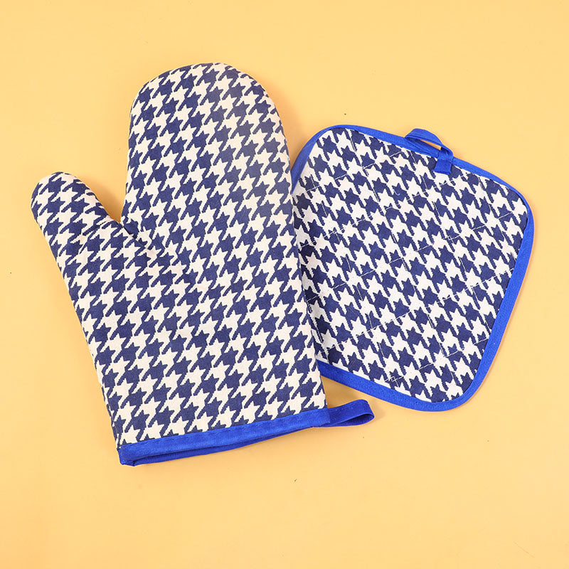 Set De Guante Y Baja Olla Diseño Houndstooth