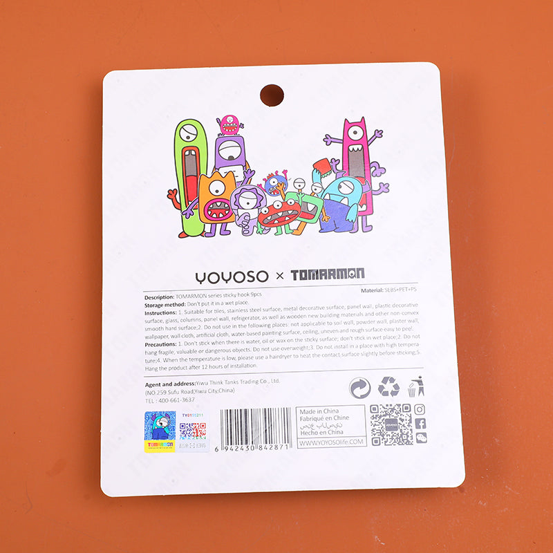 GANCHO ADHESIVO - 9 UND - CARICATURAS