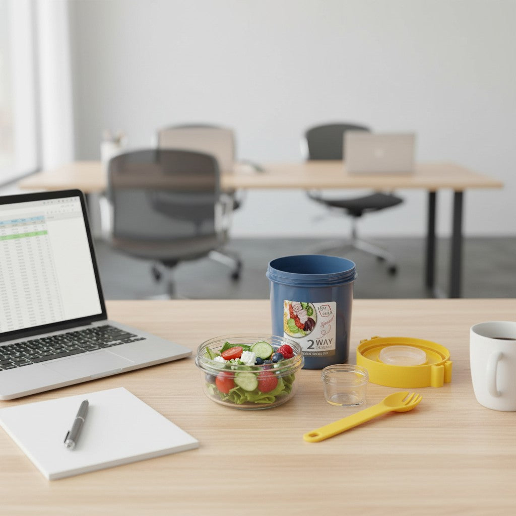 Envase Plastico Porta Ensaladas Con Cubierto 15 Cm Yoyoso