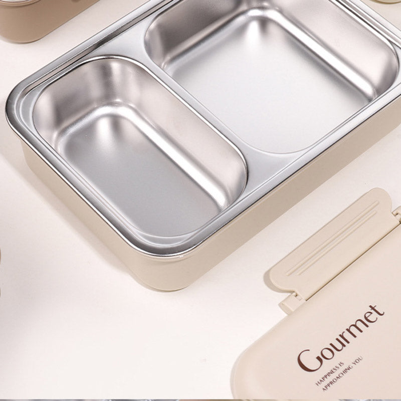 LONCHERA DE ACERO INOXIDABLE CON 3 COMPARTIMIENTOS - RECTANGULAR