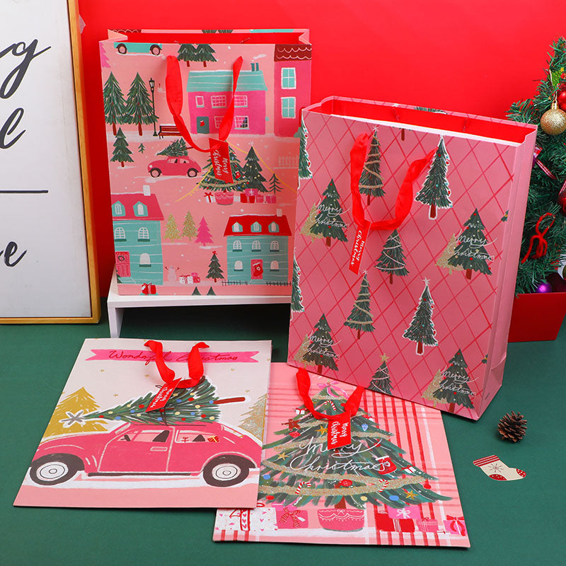 BOLSA DE REGALO NAVIDEÑA ROSADA - GRANDE