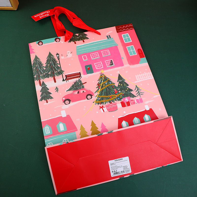 BOLSA DE REGALO NAVIDEÑA ROSADA - GRANDE