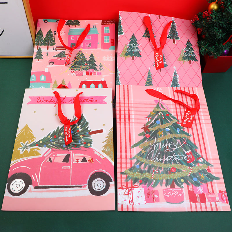 BOLSA DE REGALO NAVIDEÑA ROSADA - GRANDE