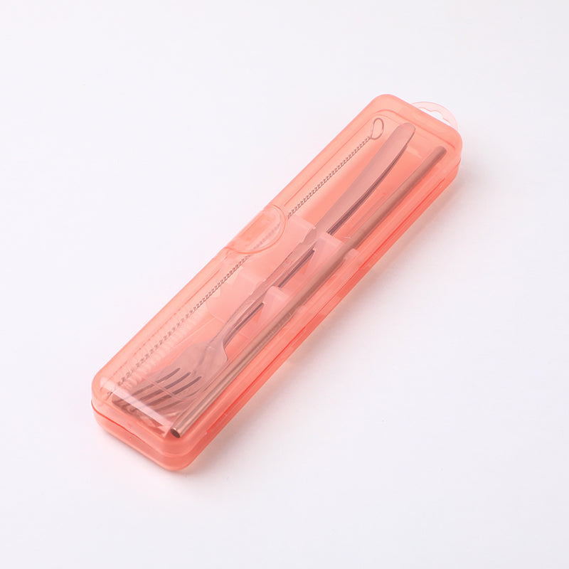 SET DE CUBIERTOS EN CAJA - TENEDOR, CUCHARA & PITILLO