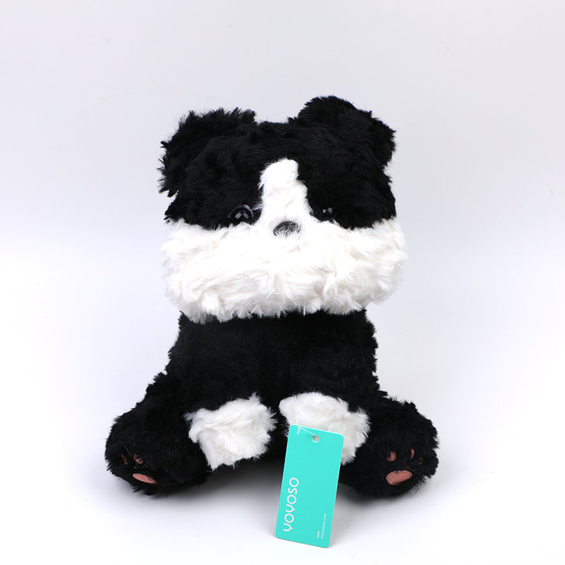 PELUCHE CACHORRITO NEGRO Y BLANCO - 23 CM