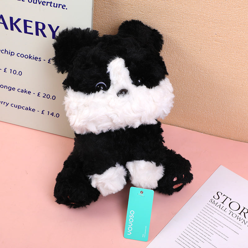 PELUCHE CACHORRITO NEGRO Y BLANCO - 23 CM