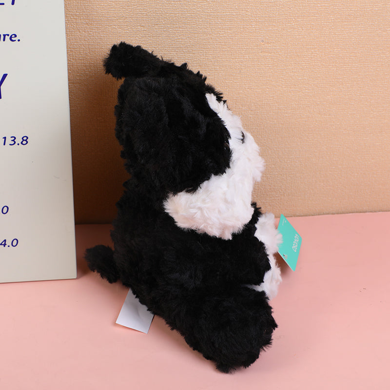 PELUCHE CACHORRITO NEGRO Y BLANCO - 23 CM