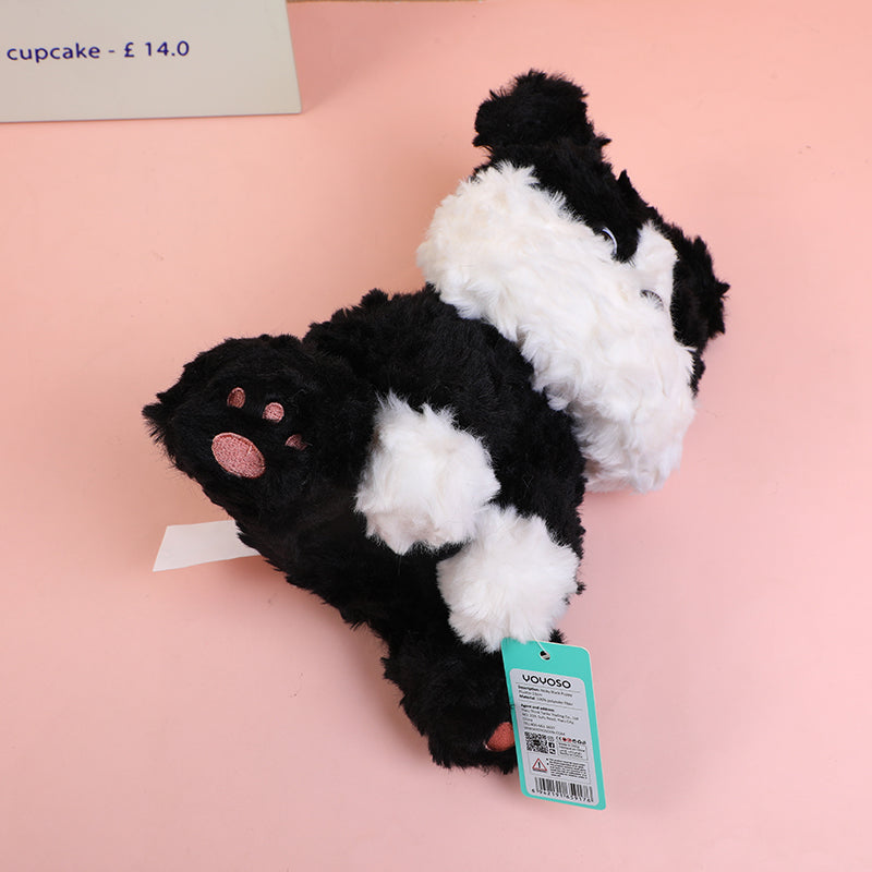 PELUCHE CACHORRITO NEGRO Y BLANCO - 23 CM