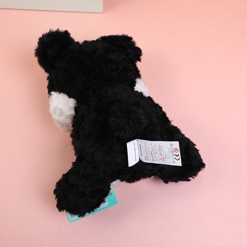 PELUCHE CACHORRITO NEGRO Y BLANCO - 23 CM