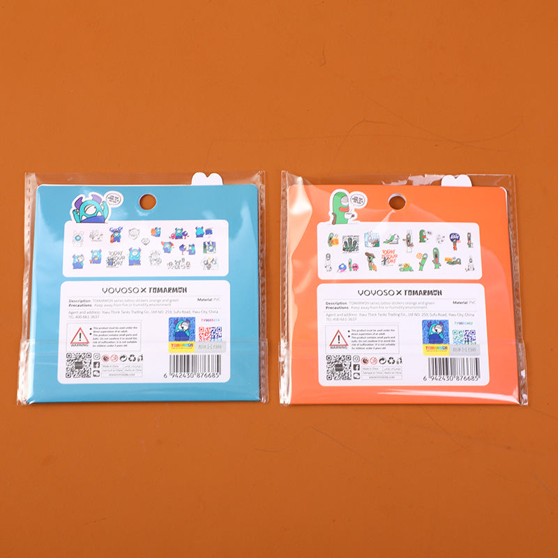 TATUAJES TEMPORALES - TOMARMON - NARANJA Y VERDE