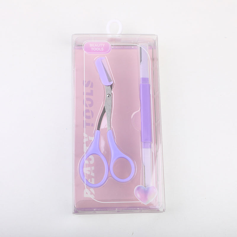 KIT PARA LAS CEJAS - MORADO - TIJERA & CUCHILLA