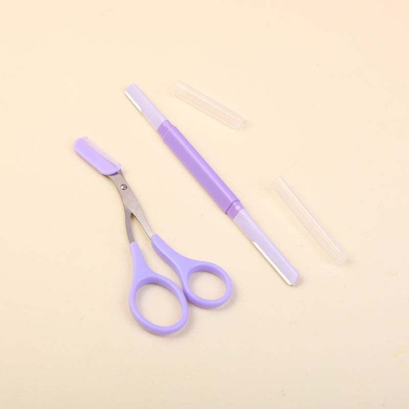 KIT PARA LAS CEJAS - MORADO - TIJERA & CUCHILLA