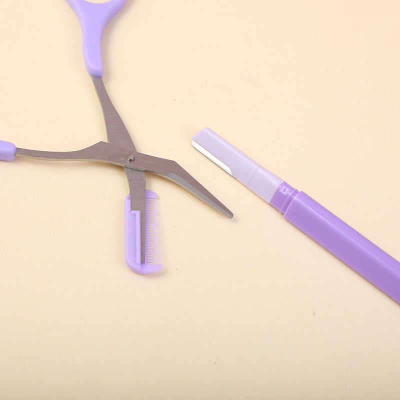 KIT PARA LAS CEJAS - MORADO - TIJERA & CUCHILLA