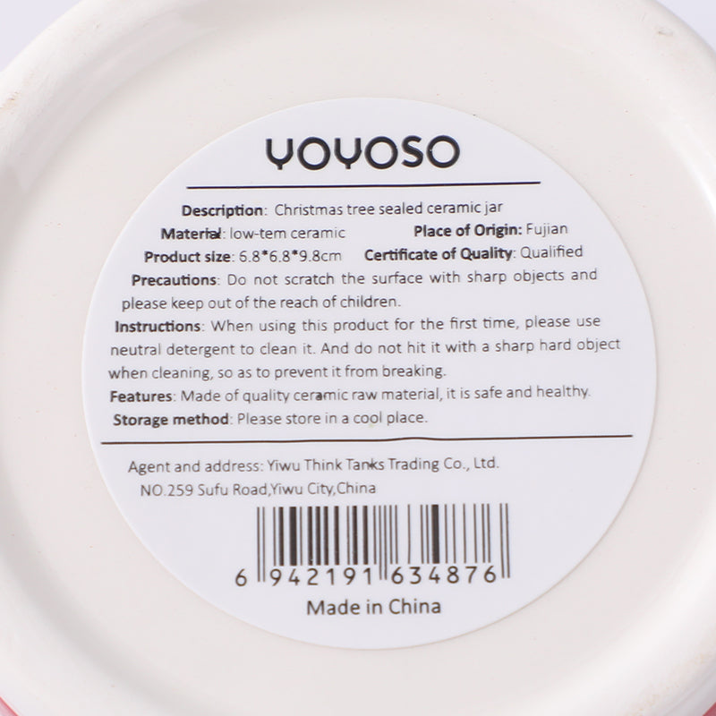 CONTENEDOR DE CERAMICA CON TAPA - GORRO DE NAVIDAD