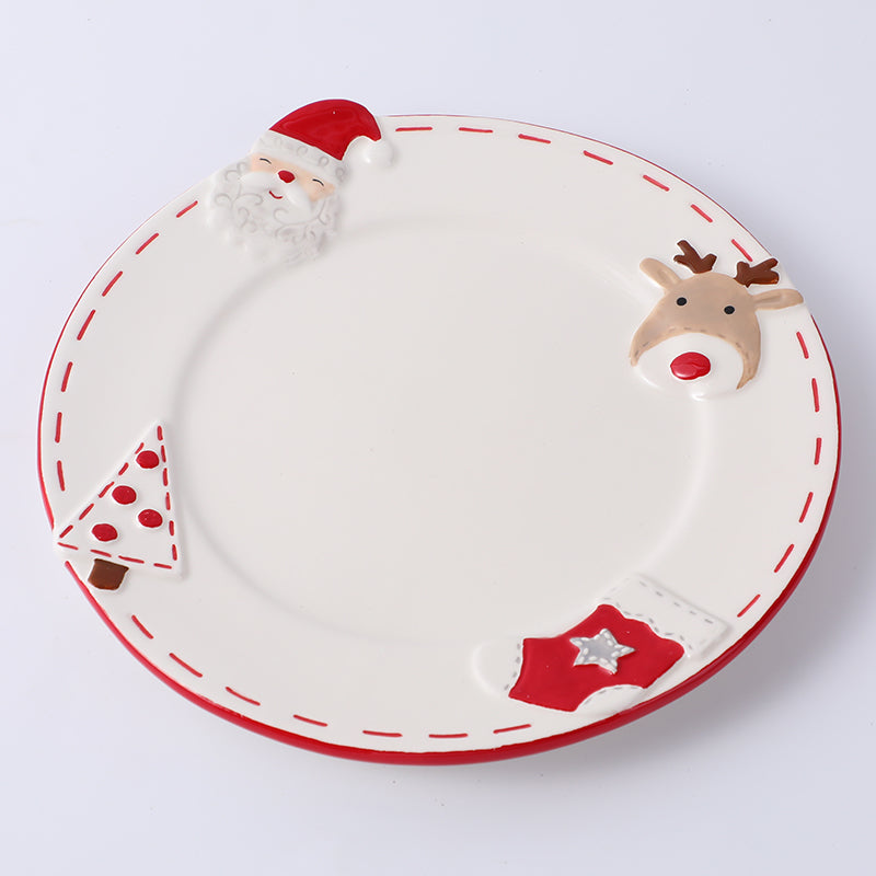 PLATO DE CERAMICA REDONDO NAVIDEÑO - 20.5CM