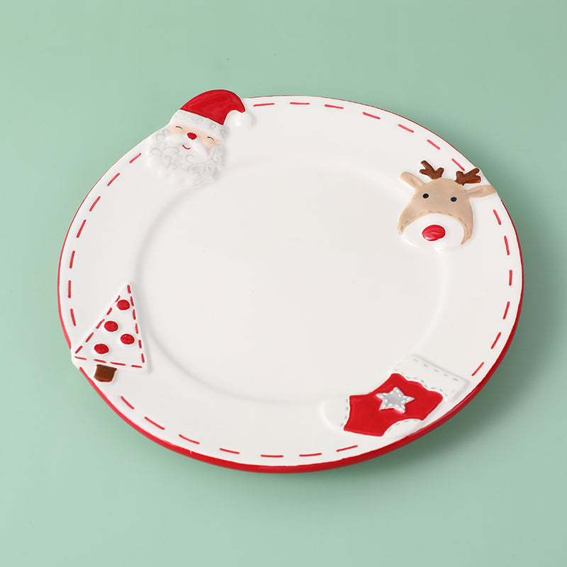 PLATO DE CERAMICA REDONDO NAVIDEÑO - 20.5CM