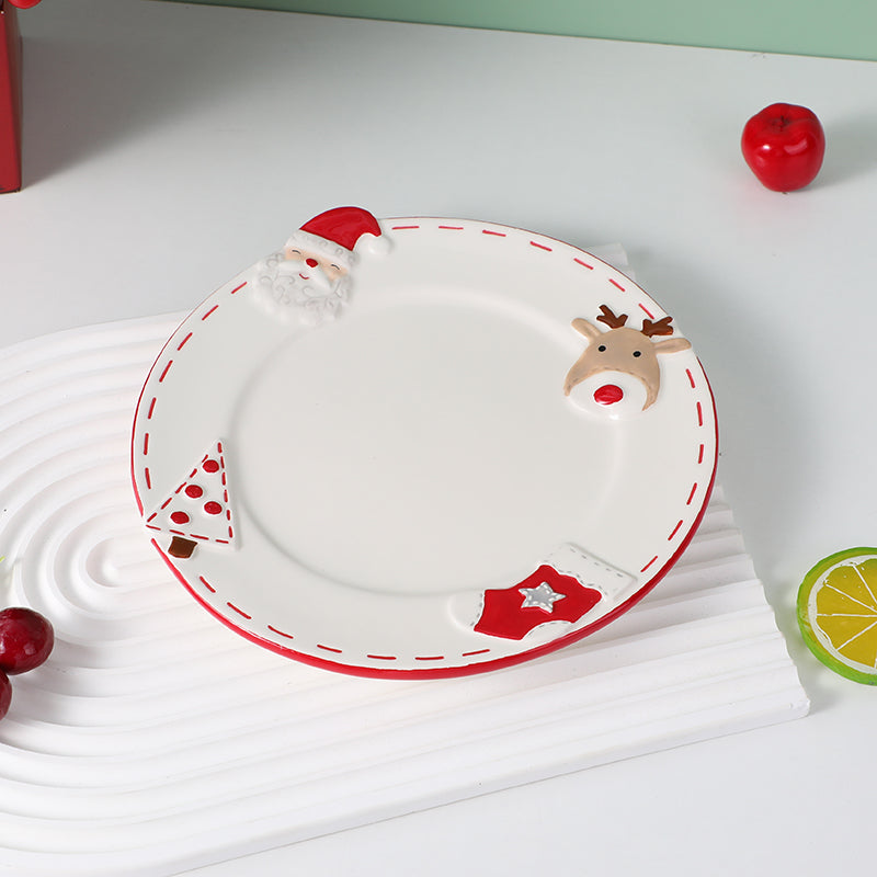 PLATO DE CERAMICA REDONDO NAVIDEÑO - 20.5CM