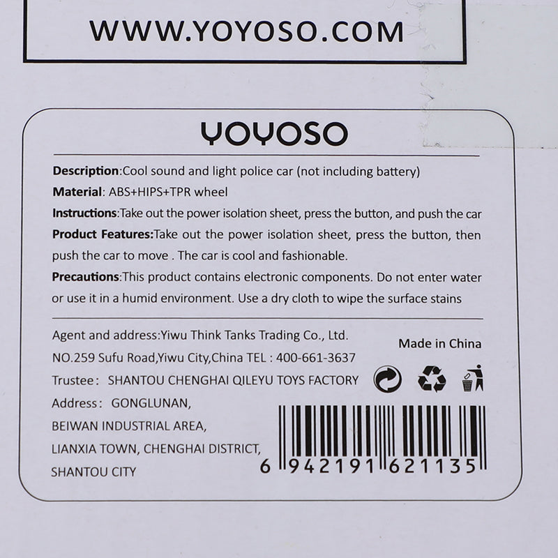 JUGUETE CARRO CON LUCES Y SONIDO (NO INCLUYE BATERIA)