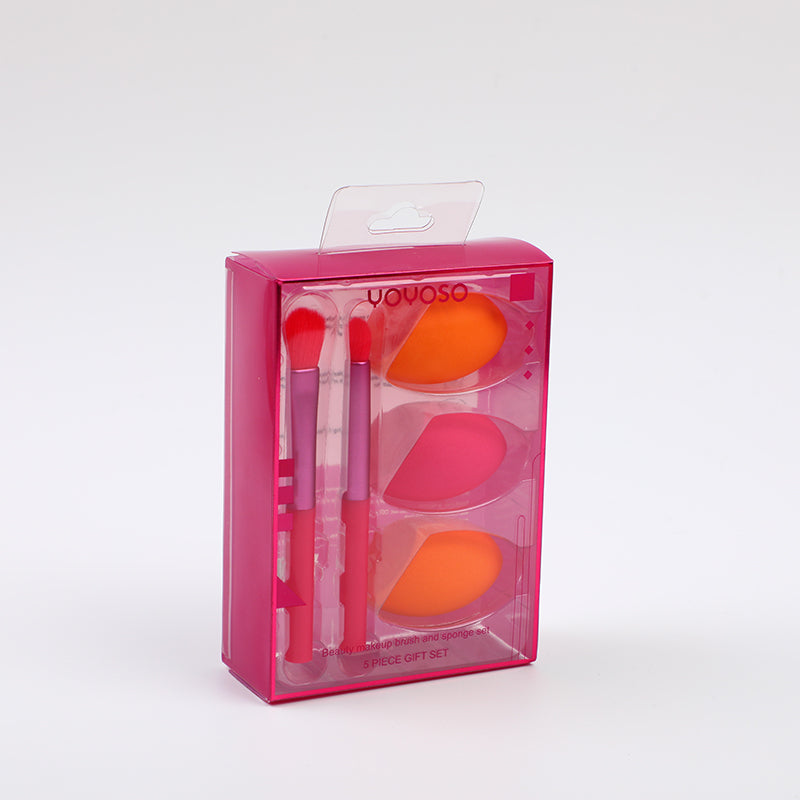 SET DE BROCHAS Y ESPONJAS - 5 UND - ROSADA