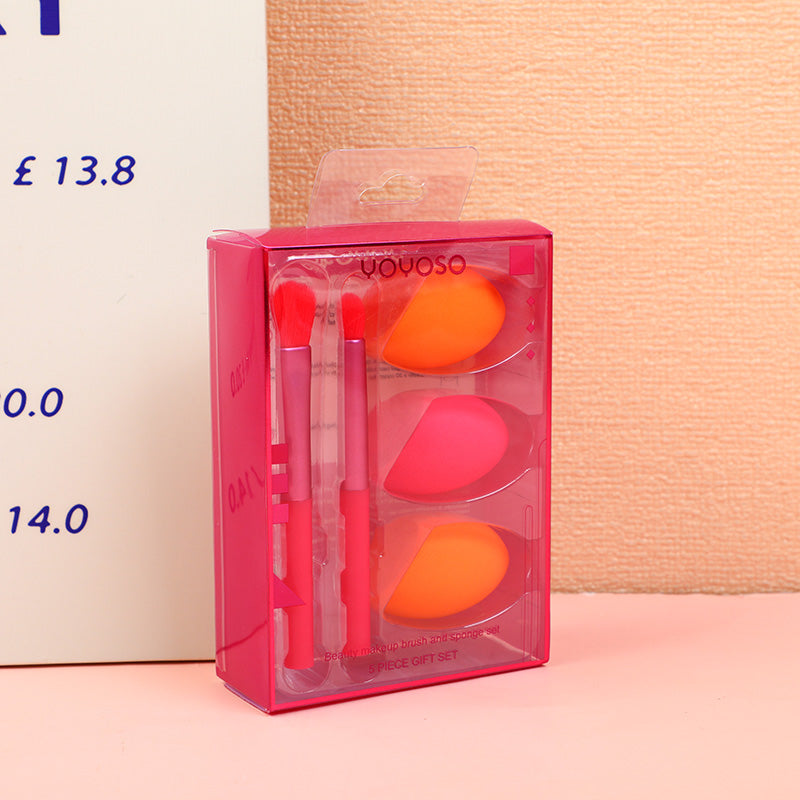 SET DE BROCHAS Y ESPONJAS - 5 UND - ROSADA