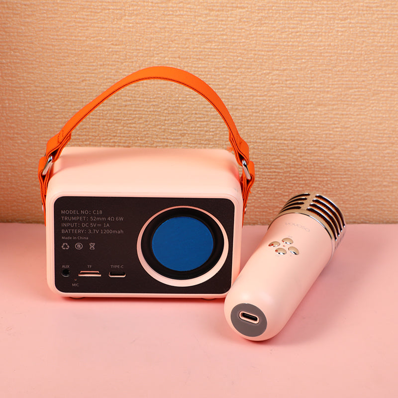 KARAOKE - PARLANTE CON MICROFONO - NARANJA