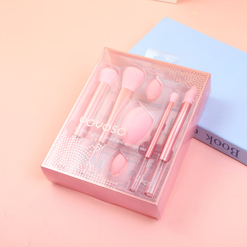 SET DE BROCHAS ROSADAS & DORADAS - 7 UND