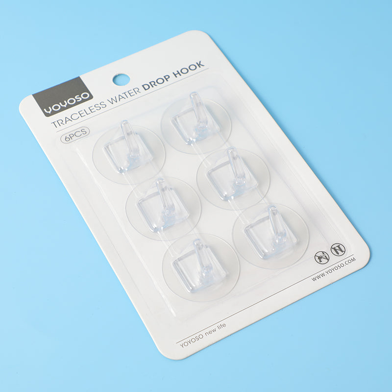 GANCHOS ADHESIVOS TRANSPARENTES - 6 PCS